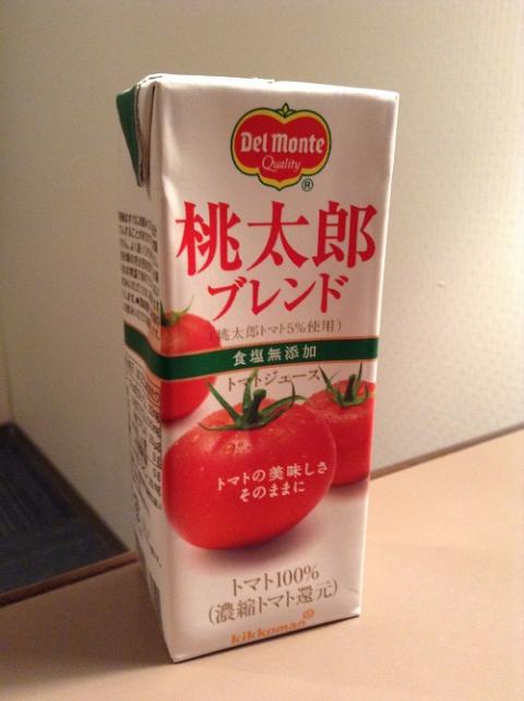 Delmonte Quality 桃太郎ブレンド（桃太郎トマト5％使用）食塩無添加トマトジュース（紙パック、200ml）を飲んだ