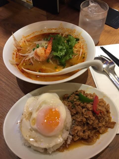 トムヤムクンラーメン＆ガパオライスのセットを「タイ料理 サイアムオーキッド」で食べた感想