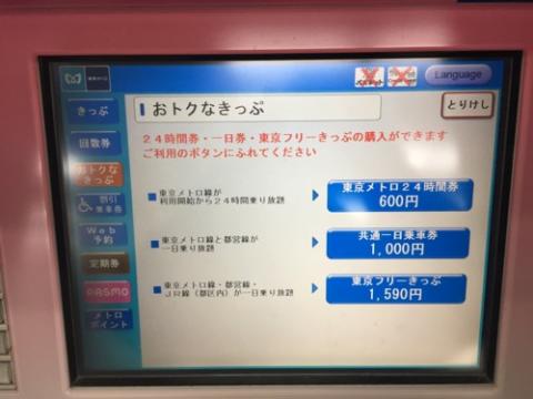 東京メトロ24時間券の料金、乗車券、領収書
