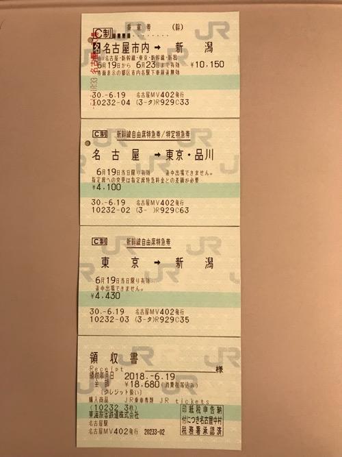 名古屋駅から新潟駅まで新幹線で移動した時の切符と領収書 R Nobuホームページ のぶねこブログ
