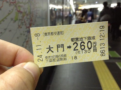 （東京都交通局）都営地下鉄線・大門駅から260円区間の切符