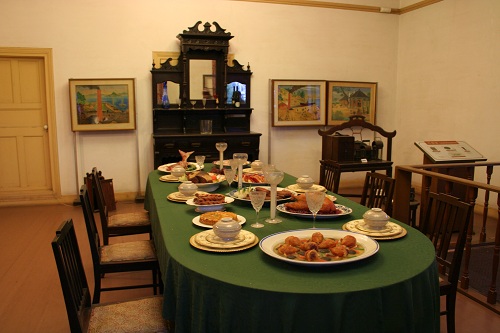 グラバー園・旧グラバー住宅室内にある「150年前の西洋料理」を再現したテーブル