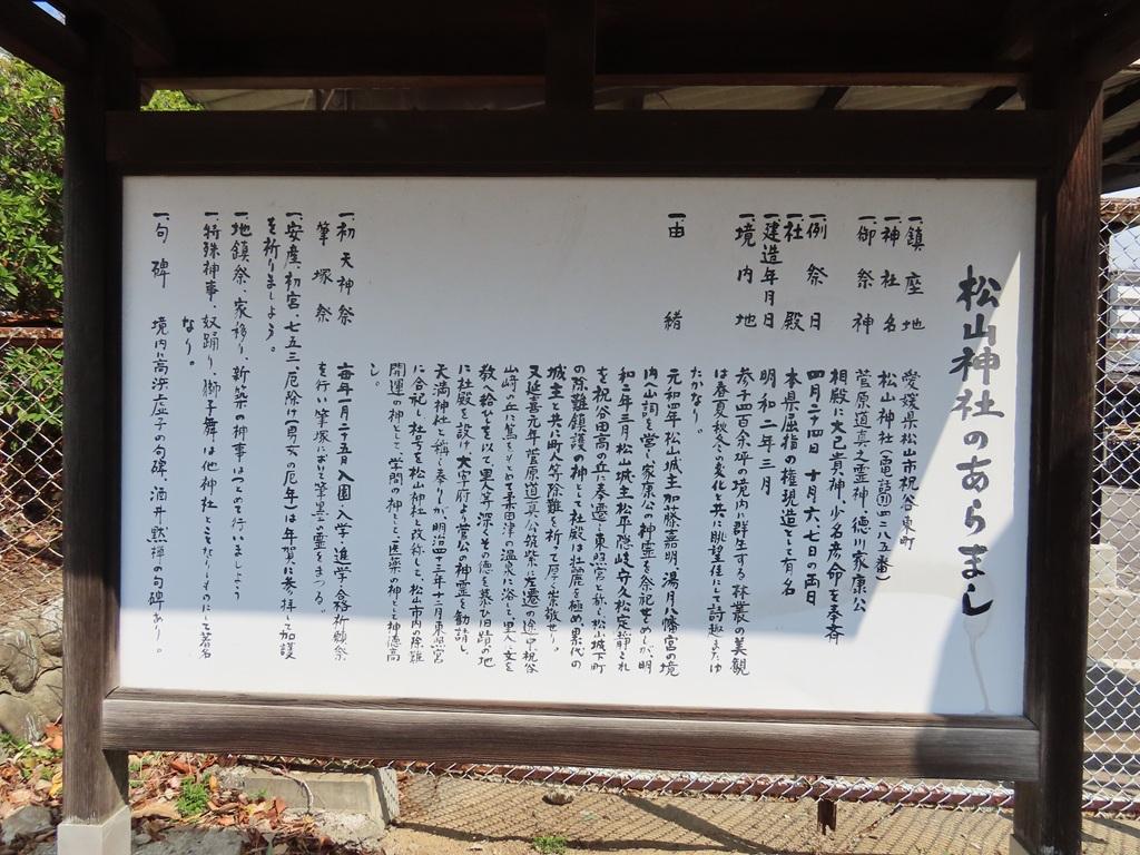 松山神社の看板「松山神社のあらまし」