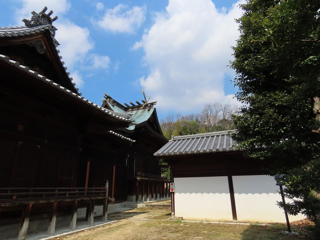 松山神社 拝殿（正面右横から）、本殿
