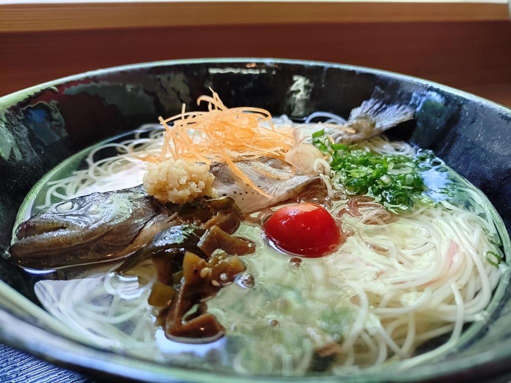 渓泉亭 面河茶屋 あまごそうめん(横からの写真)