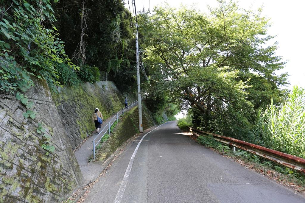 下灘駅臨時駐車場に向かう徒歩専用の狭い坂道