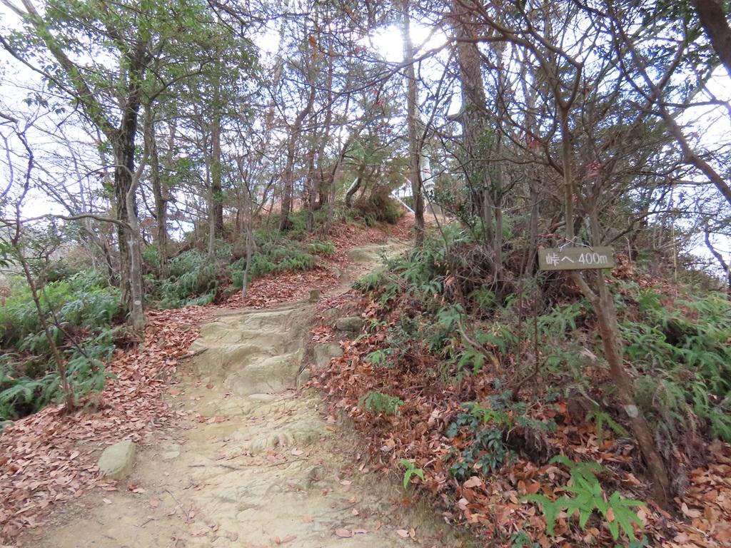 淡路ヶ峠  山道「峠へ 400m」