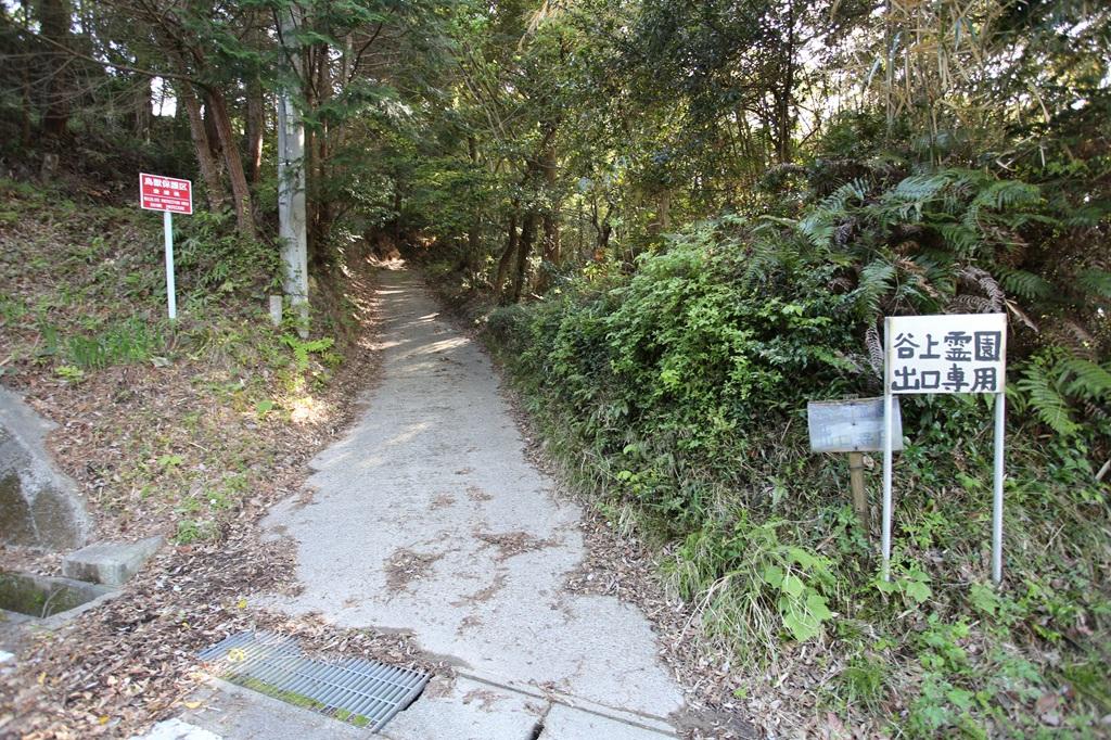谷上山「谷上霊園出口専用」の道