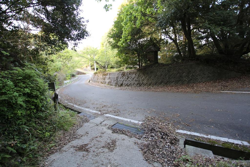 登山口「谷上霊園出口専用」前の道路