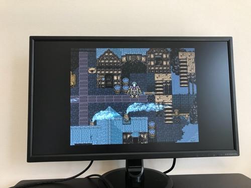 ミニスーファミのファイナルファンタジー6のオープニング直後の画面（炭鉱都市ナルシェ） - I-O DATA EX238（23.8型液晶ディスプレイ）にHDMIケーブルで接続した時の画面