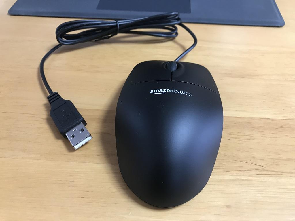Amazonベーシック マウス USB有線 ブラック