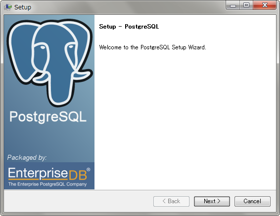 PostgreSQL 9のセットアップ画面
