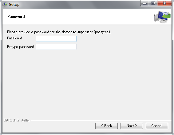 PostgreSQL 9のパスワード入力画面