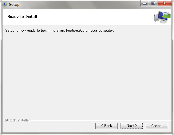 PostgreSQL 9のインストール準備完了画面