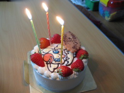 娘の3歳の誕生日を祝うために「ケーキ工房 あるもに」で購入したYes!プリキュア5のココの絵入りの誕生日ケーキ