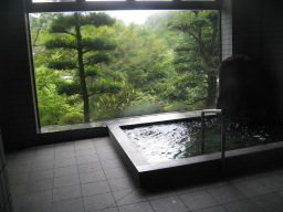 竹山荘の温泉「殿の湯」（男湯）の浴室内